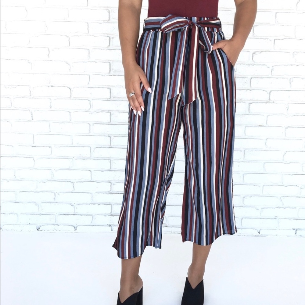 Crop style striped pants